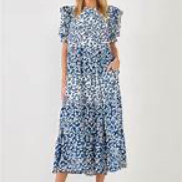ENGISH FACTORY FLORAL COLOR BLOCK MIDI DRESS SIZE S! - Picture 2 of 9